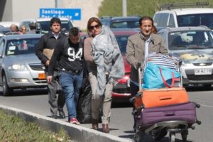 airport of Santiago travelers